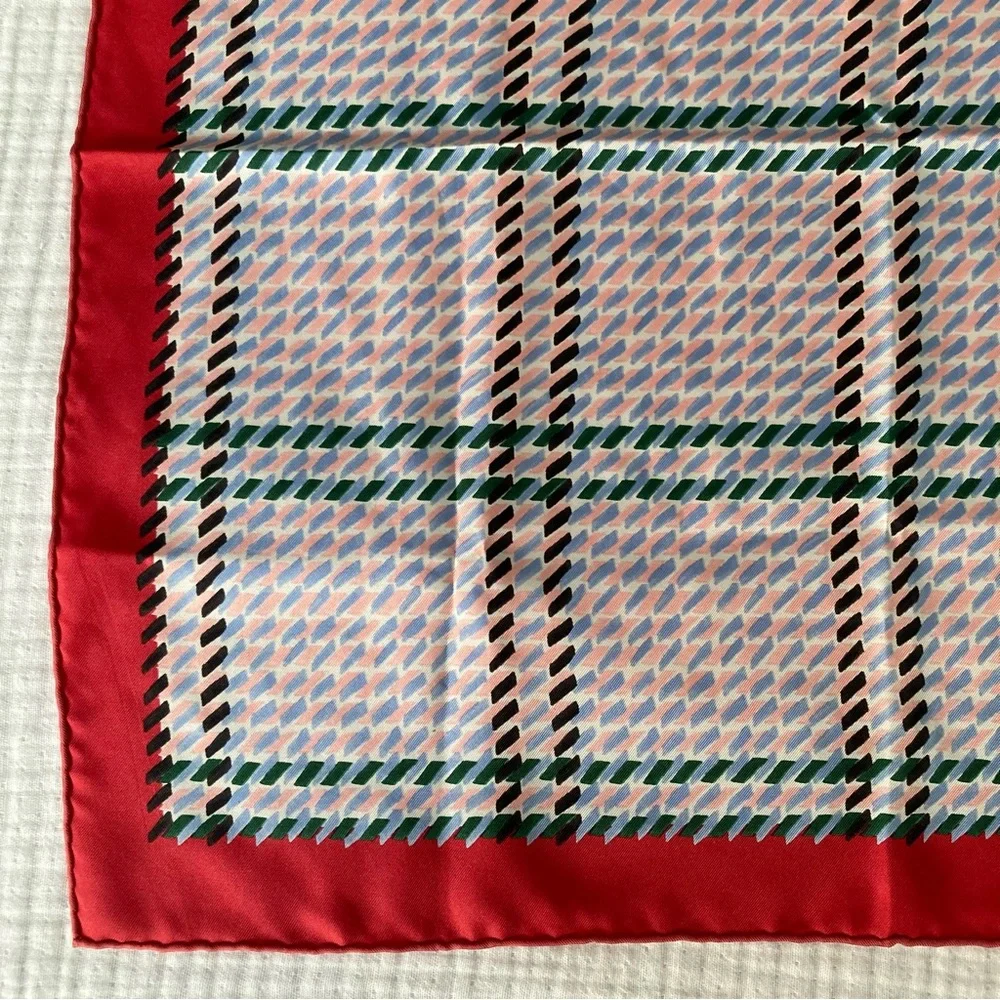 Dior Silk Scarf Geometric Print Red - 21”